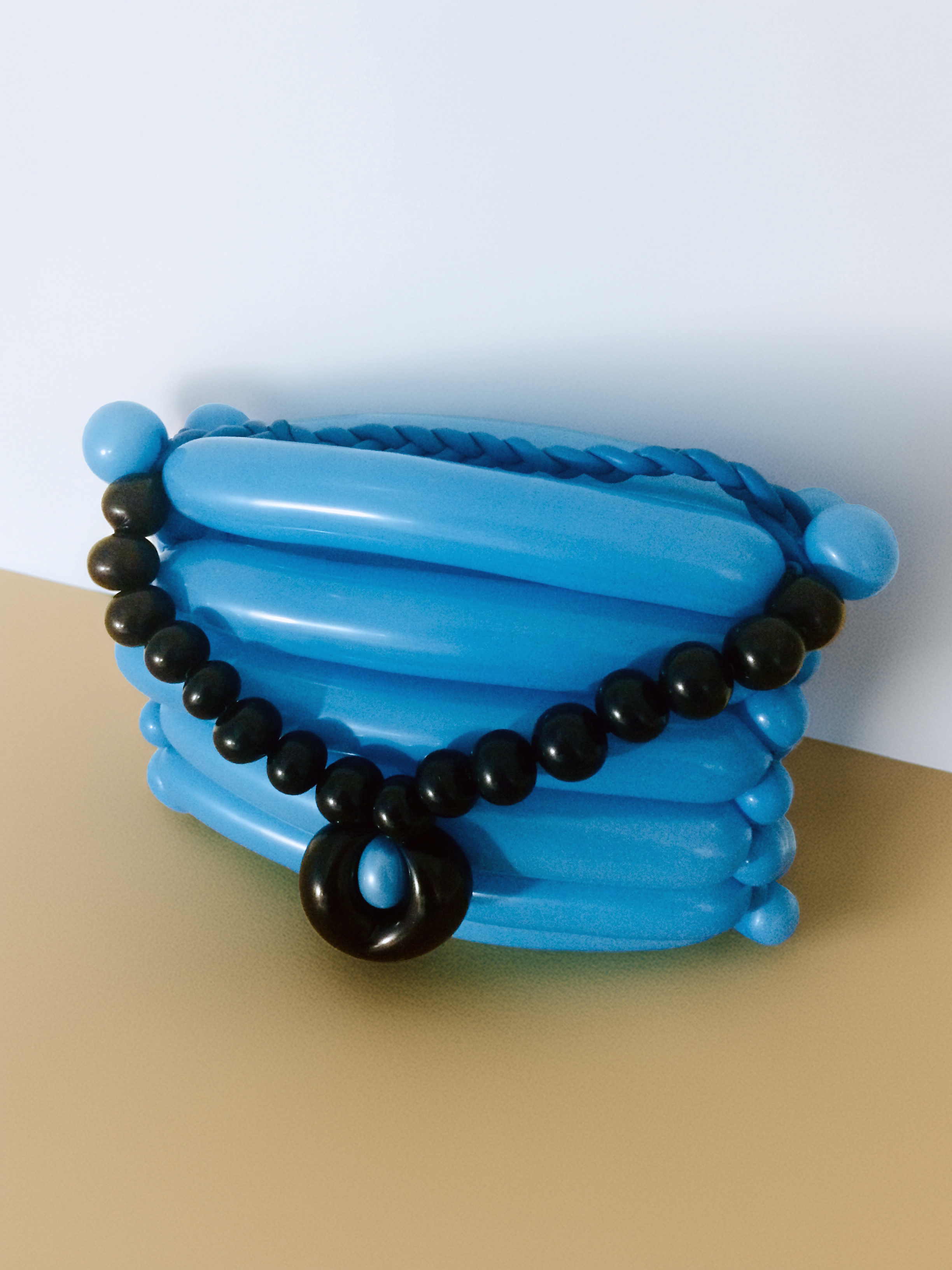 Blue and black balloon handbag